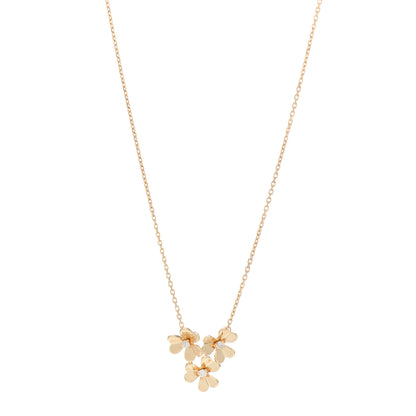 Van Cleef & Arpels 18K Yellow Gold Diamond Mini Frivole 3 Flowers Pendant Necklace 1 of 6
