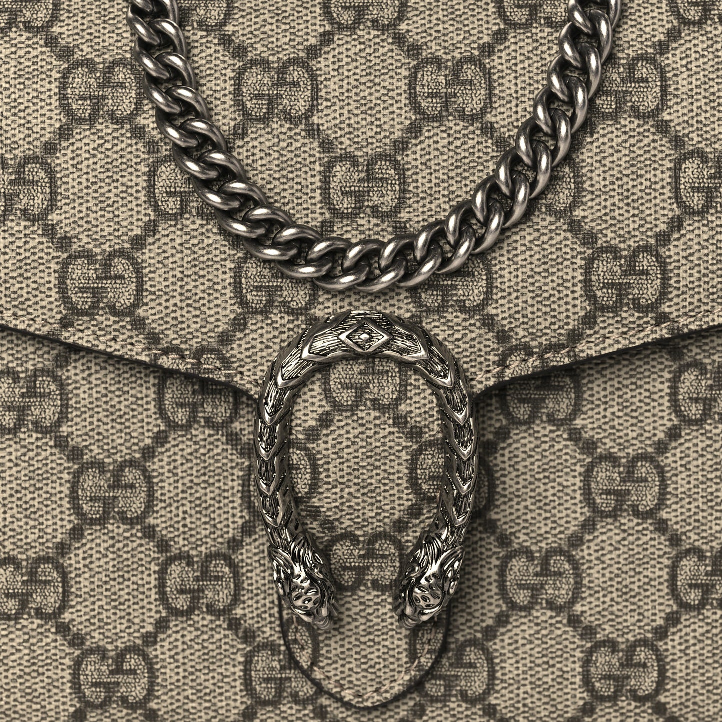 GG Supreme Monogram Mini Dionysus Chain Wallet Beige Taupe