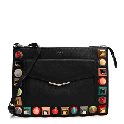 Fendi Vitello Dolce Studded Mini 2Jours Pouch Black Multicolor 1 of 11