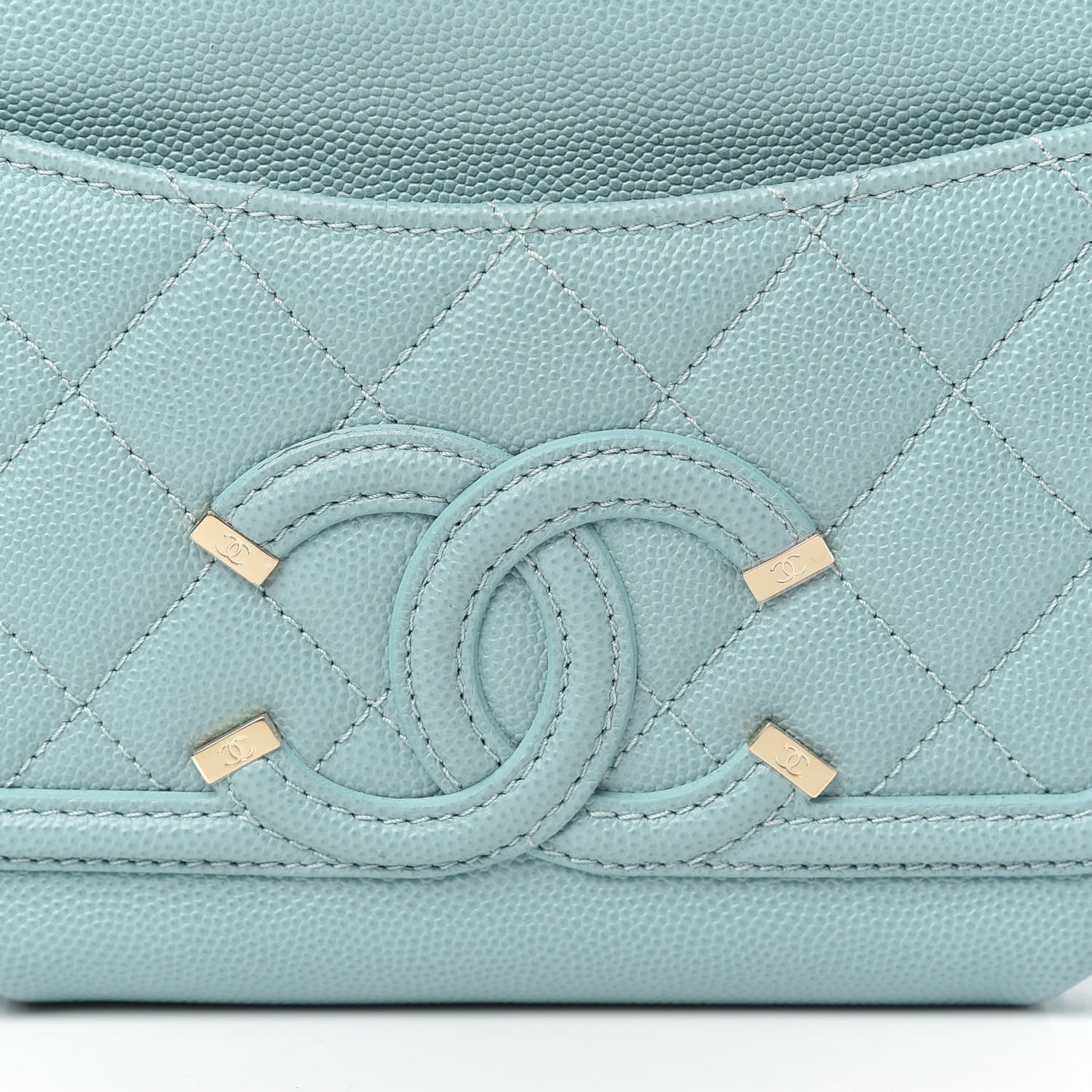 Caviar Quilted Filigree Waist Bag Light Blue