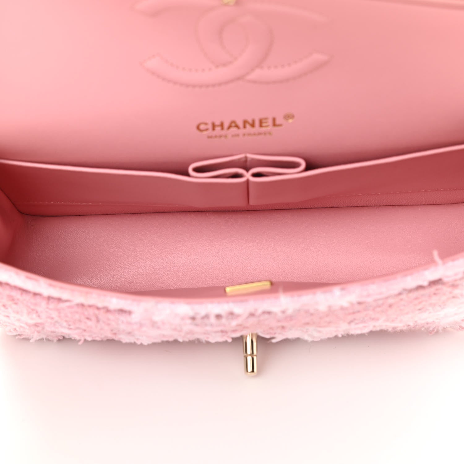 Chanel Tweed Medium Double Flap Light Pink White 5 of 12
