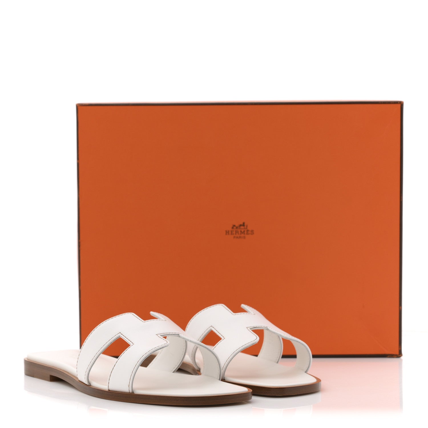 Hermes Box Calfskin Oran Sandals 36.5 White 11 of 11
