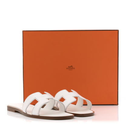 Hermes Box Calfskin Oran Sandals 36.5 White 11 of 11