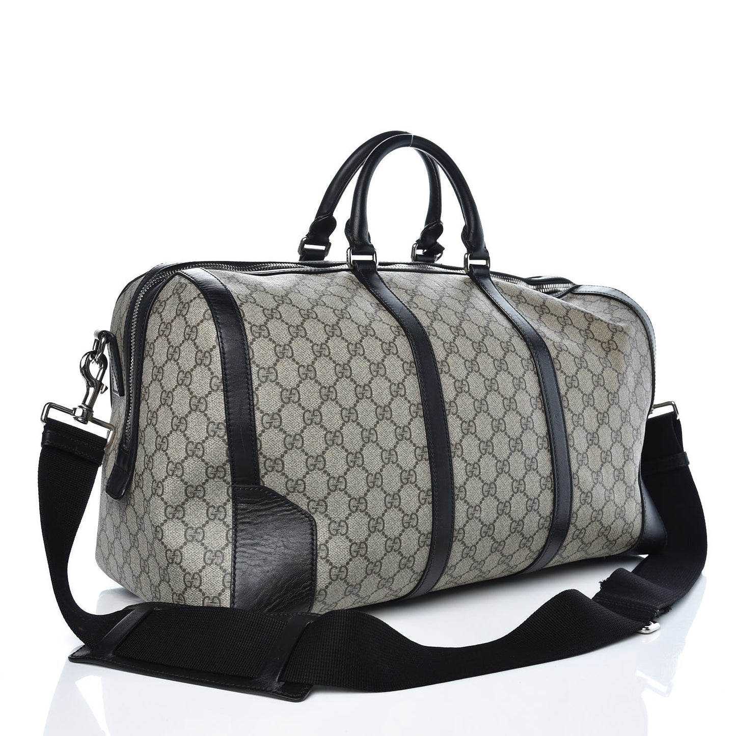 GG Supreme Monogram Selleria Calfskin Medium Duffle Beige Ebony Black