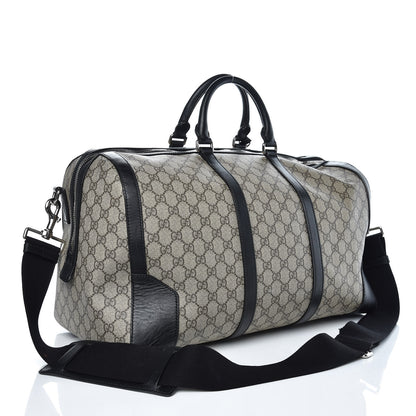 Gucci GG Supreme Monogram Selleria Calfskin Medium Duffle Beige Ebony Black 3 of 15