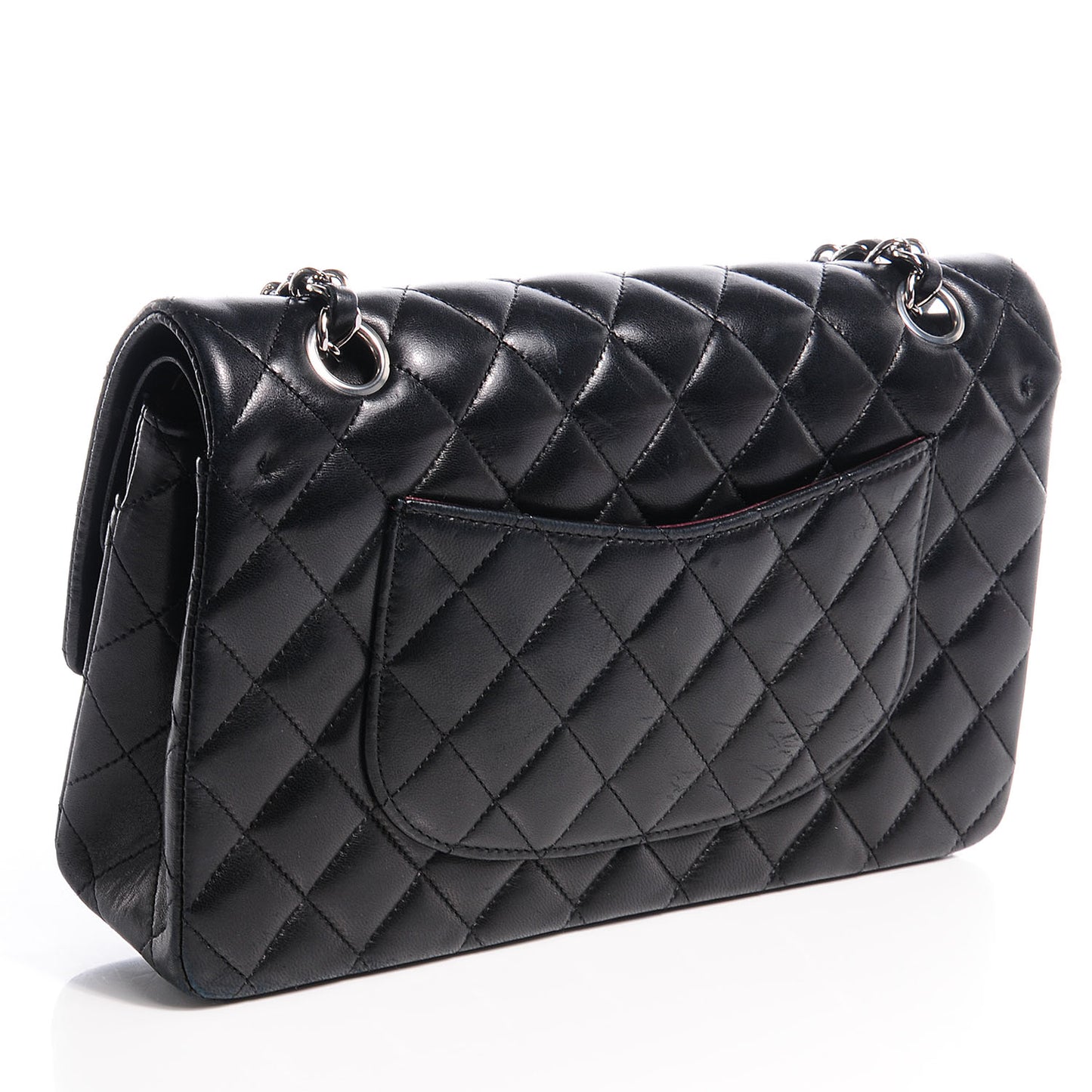Lambskin Medium Double Flap Black