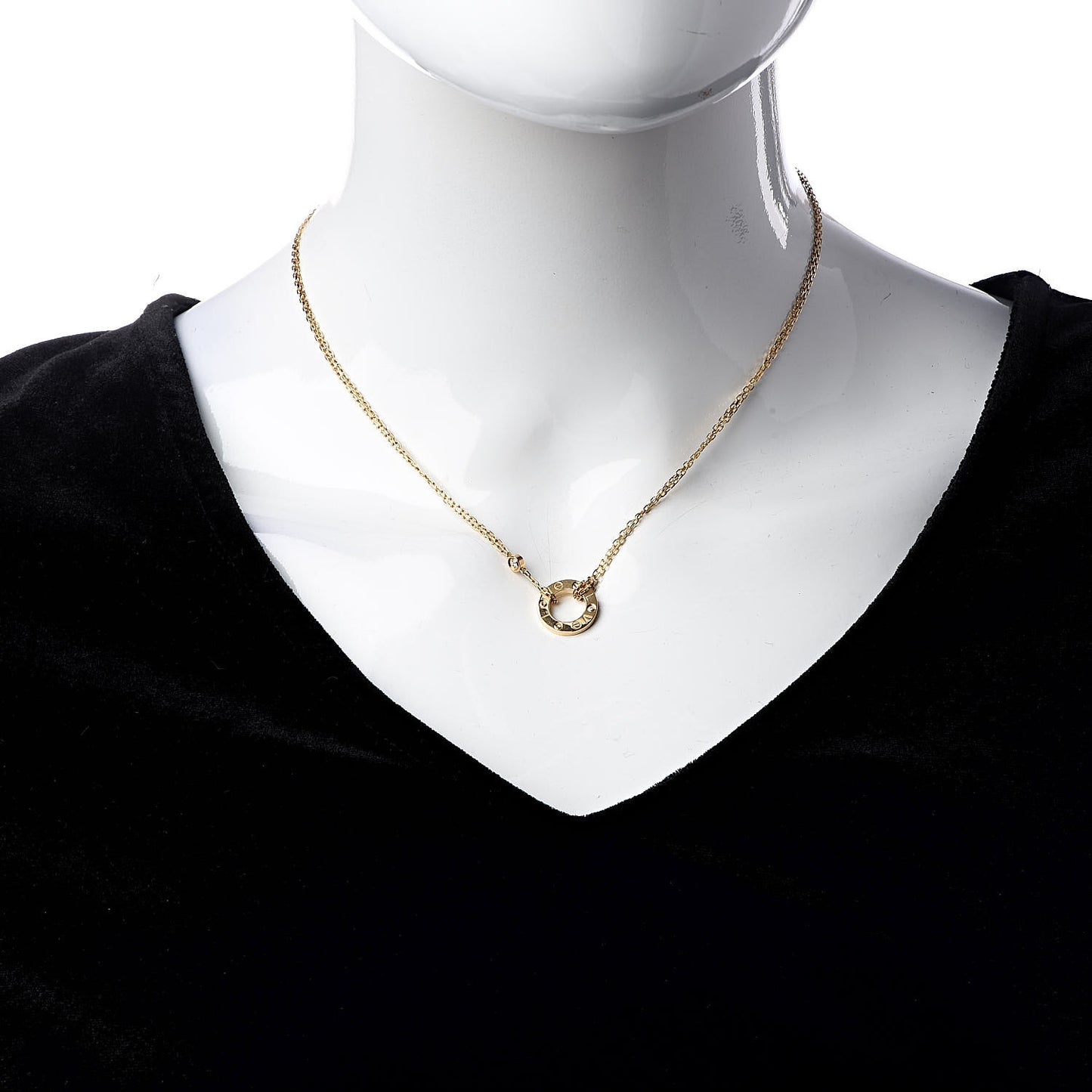 18K Yellow Gold 2 Diamond LOVE Necklace
