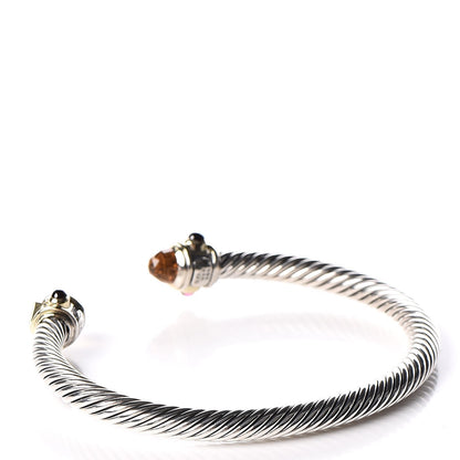 David Yurman Sterling Silver 14K Yellow Gold Citrine Rhodolite Garnet 5mm Renaissance Cable Bracelet 3 of 4