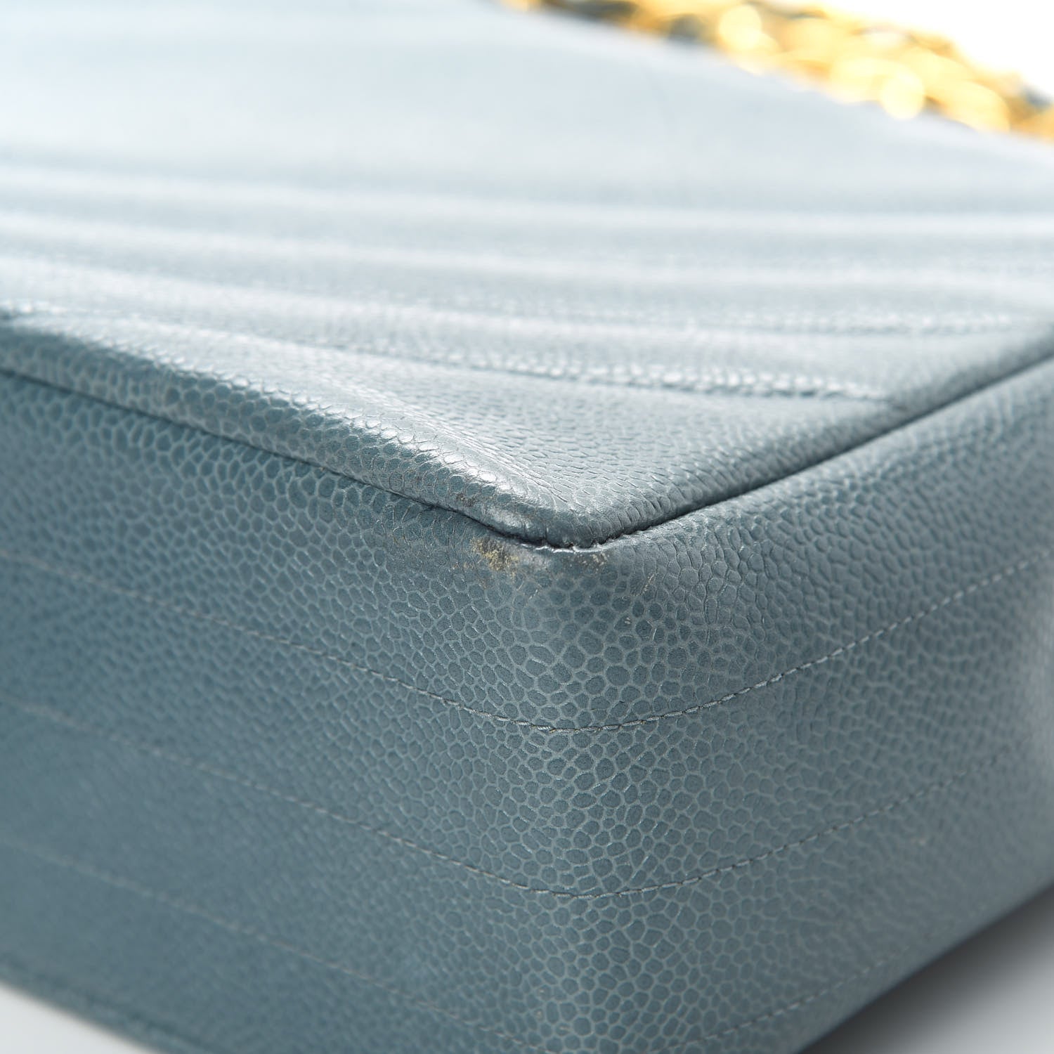 Chanel Caviar Diagonal Quilted Jumbo Single Flap Blue 12 of 18