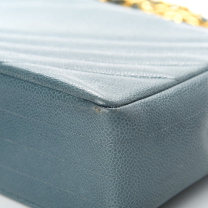 Chanel Caviar Diagonal Quilted Jumbo Single Flap Blue 12 of 18