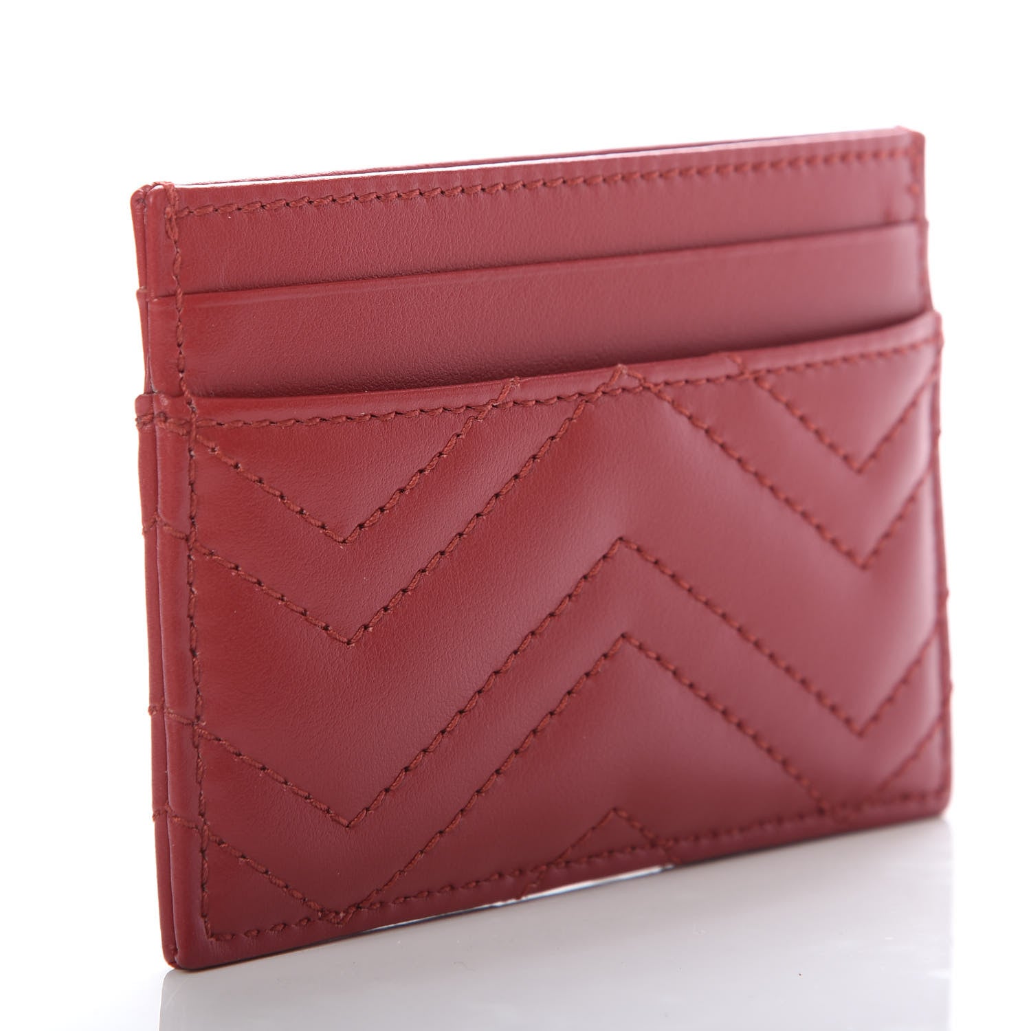 Gucci Calfskin Matelasse GG Marmont Card Holder Hibiscus Red 3 of 7