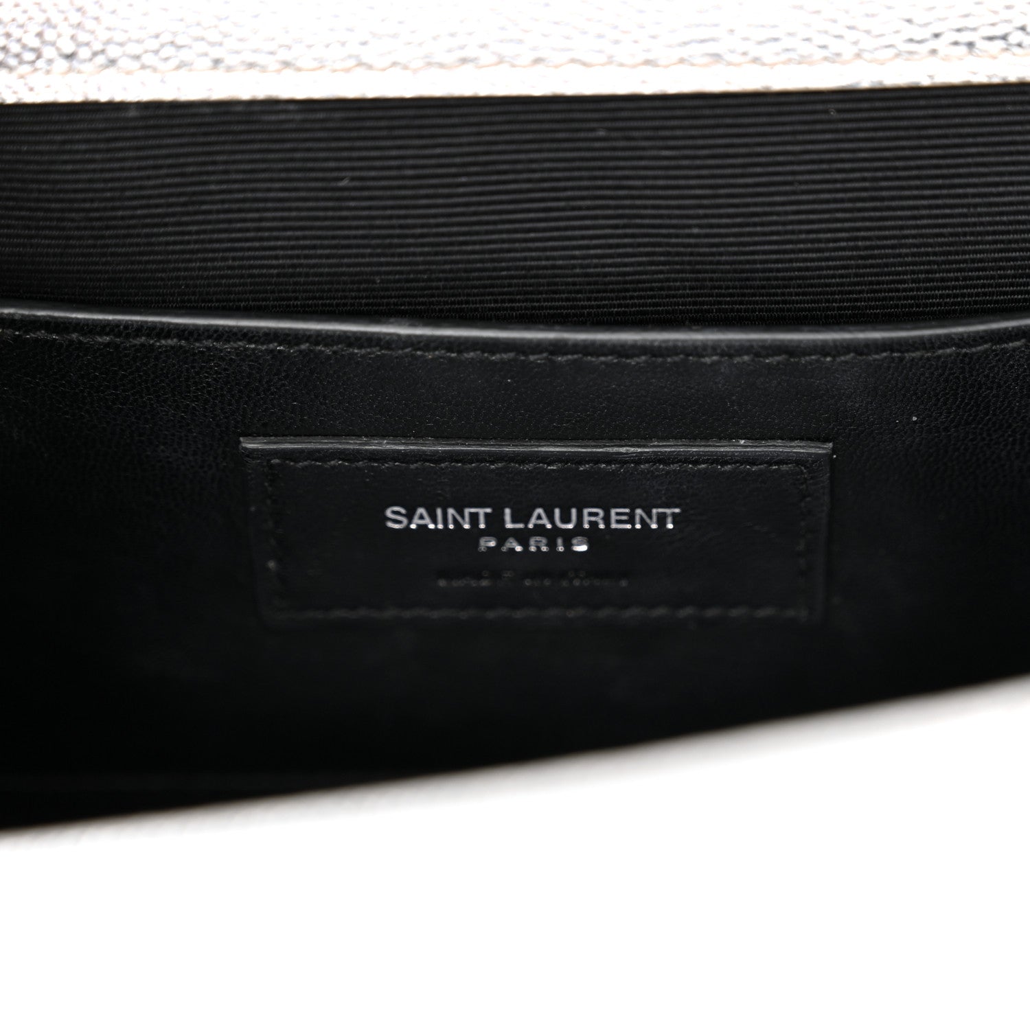 Saint Laurent Metallic Grain De Poudre Matelasse Chevron Small Monogram Satchel Silver 7 of 14