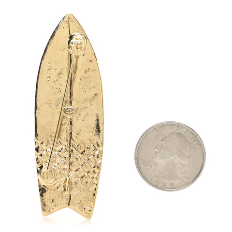 Metal CC Surfboard Brooch Gold