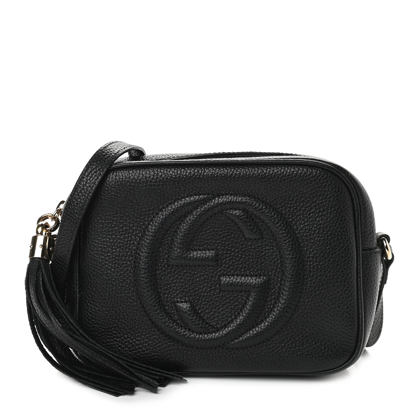 Pebbled Calfskin Small Soho Disco Bag Black