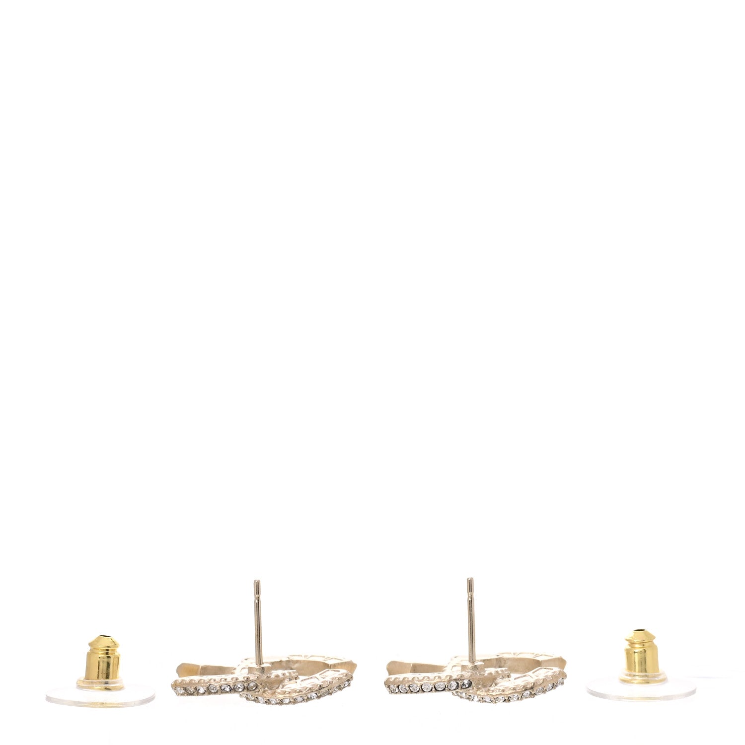 Chanel Crystal Timeless CC Earrings Light Gold 4 of 5