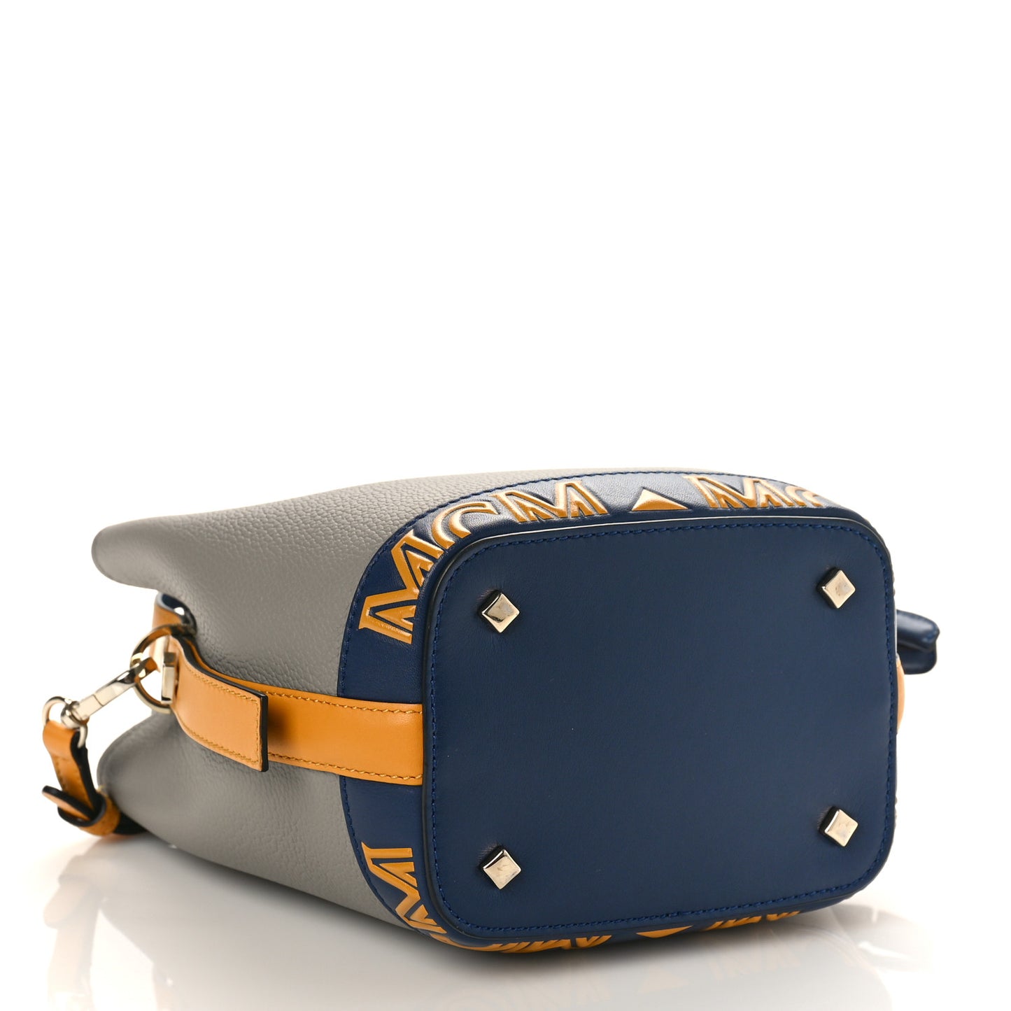 Calfskin Color Block Drawstring Milano Mini Bag Grey Multicolor