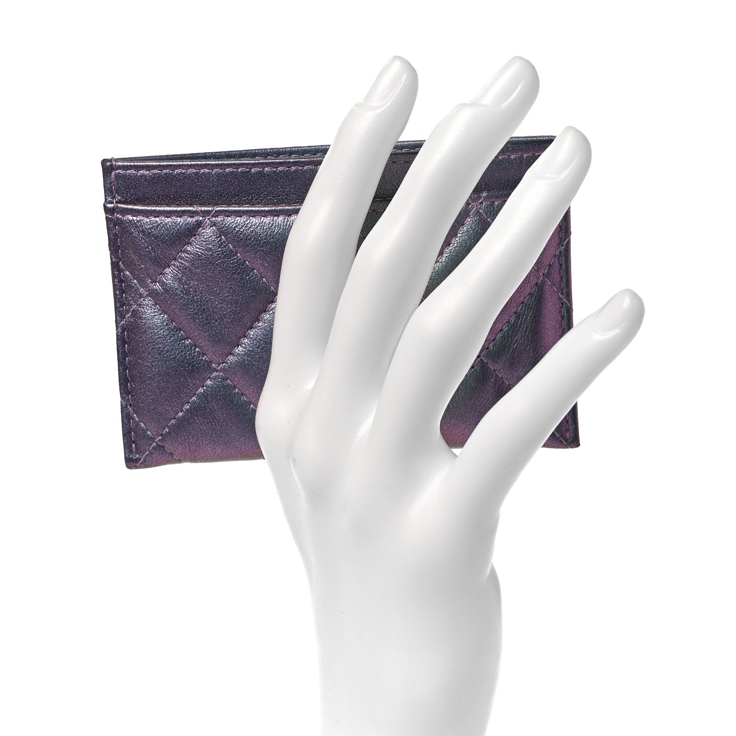 Chanel Iridescent Lambskin Quilted Reissue Card Holder Light Purple 2 of 11