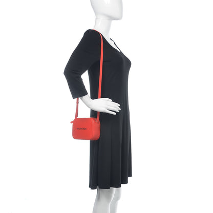 Balenciaga Smooth Calfskin Logo XS Everyday Camera Bag Vivid Red Black 2 of 10