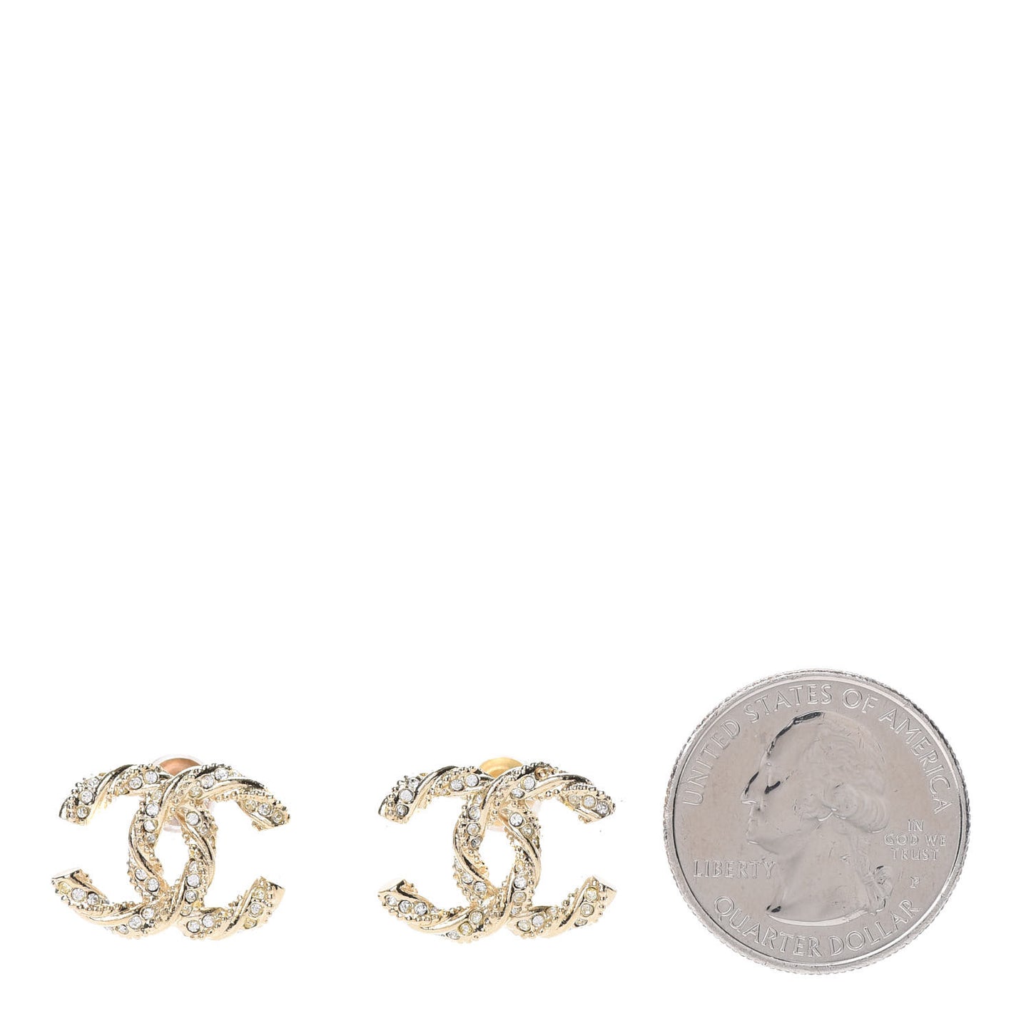 Crystal Twisted CC Earrings Gold