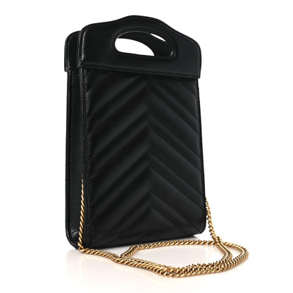 Gucci Calfskin Matelasse Mini GG Marmont Top Slip Handle Crossbody Bag Black 3 of 9