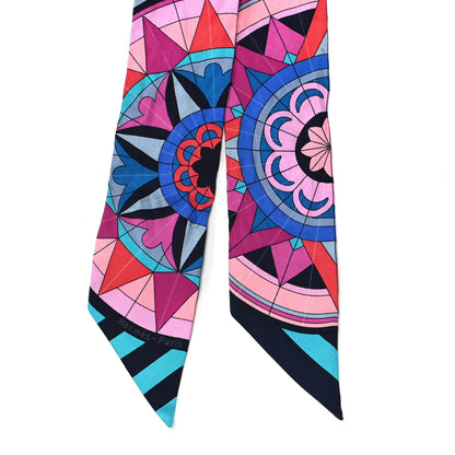 Hermes Silk Rose de Compas Twilly Turquoise Fuchsia Bleu 2 of 5