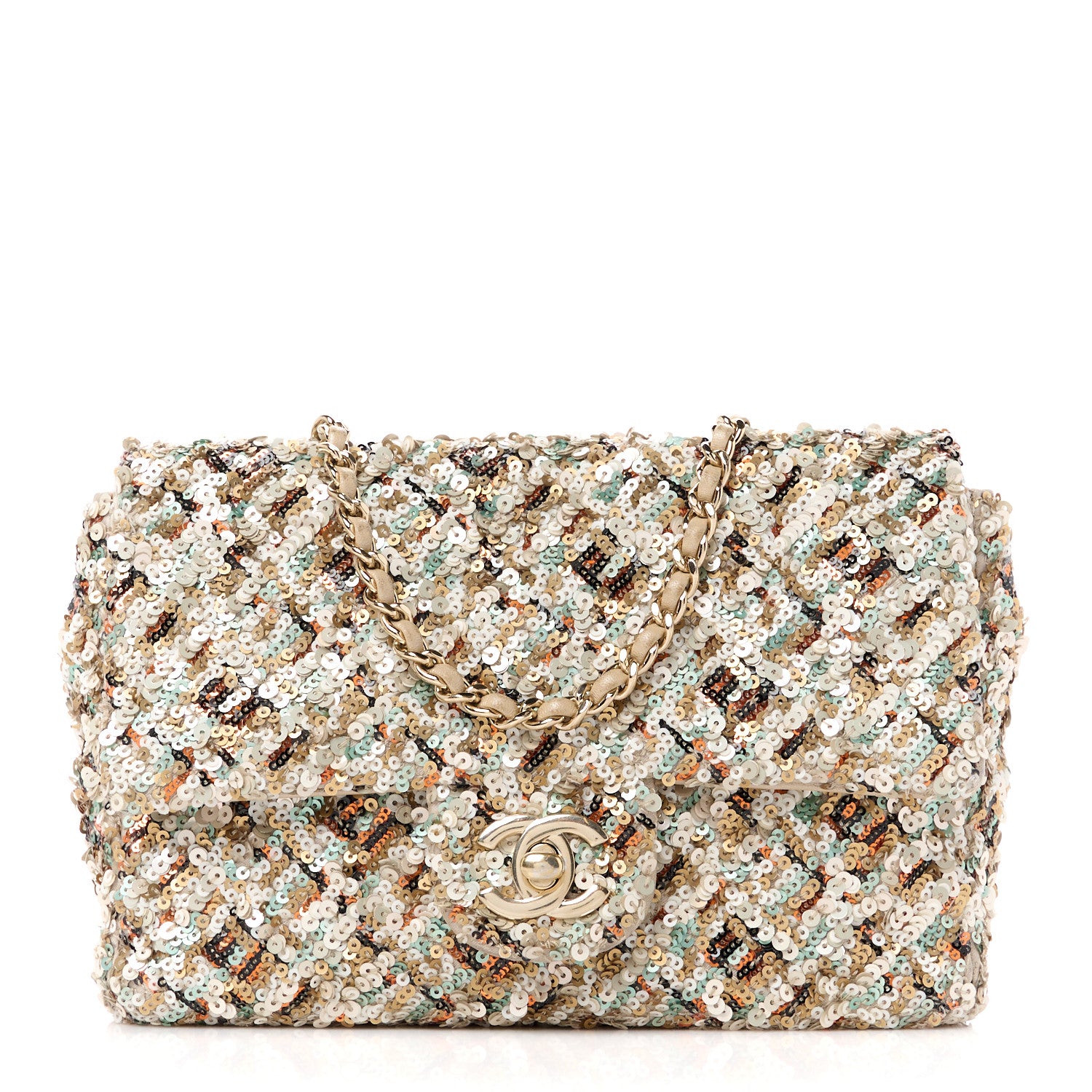 Chanel Sequin Small Single Flap Gold Multicolor 1 of 11