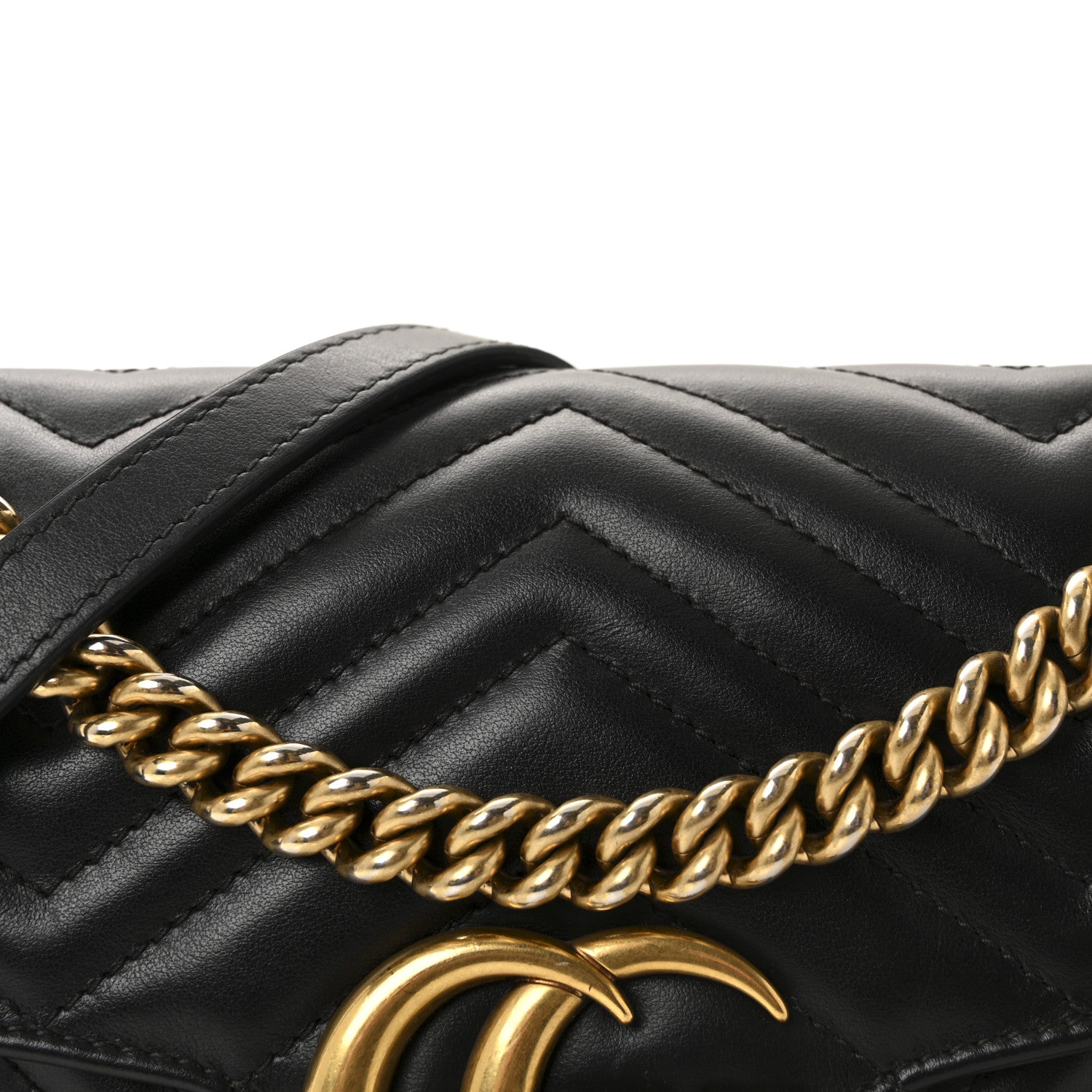 Gucci Calfskin Matelasse Small GG Marmont Shoulder Bag Black 8 of 11
