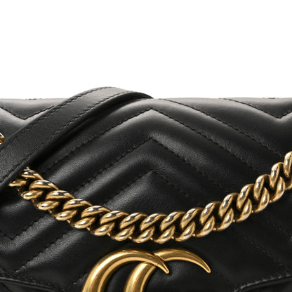 Gucci Calfskin Matelasse Small GG Marmont Shoulder Bag Black 8 of 11