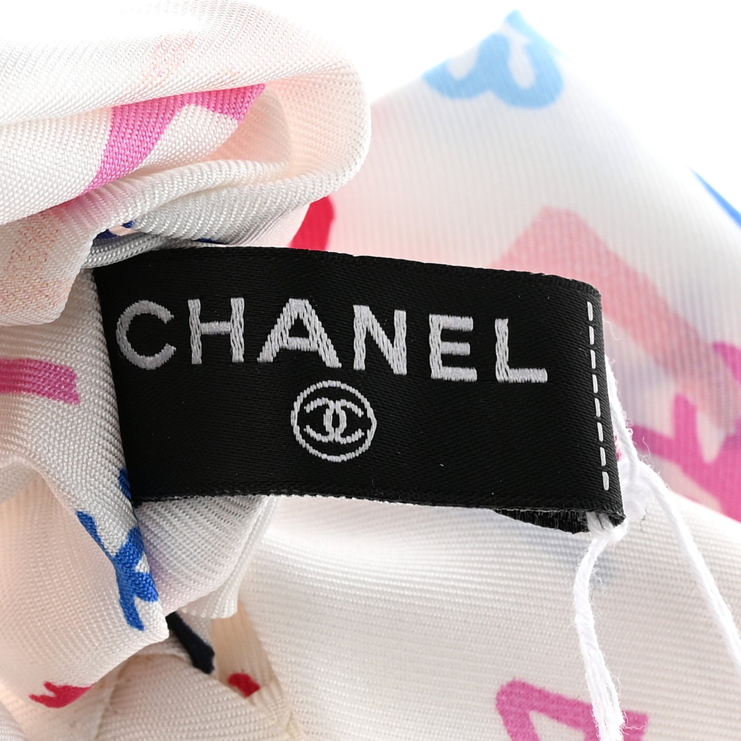 Silk Logo Hair Tie Ivory Multicolor