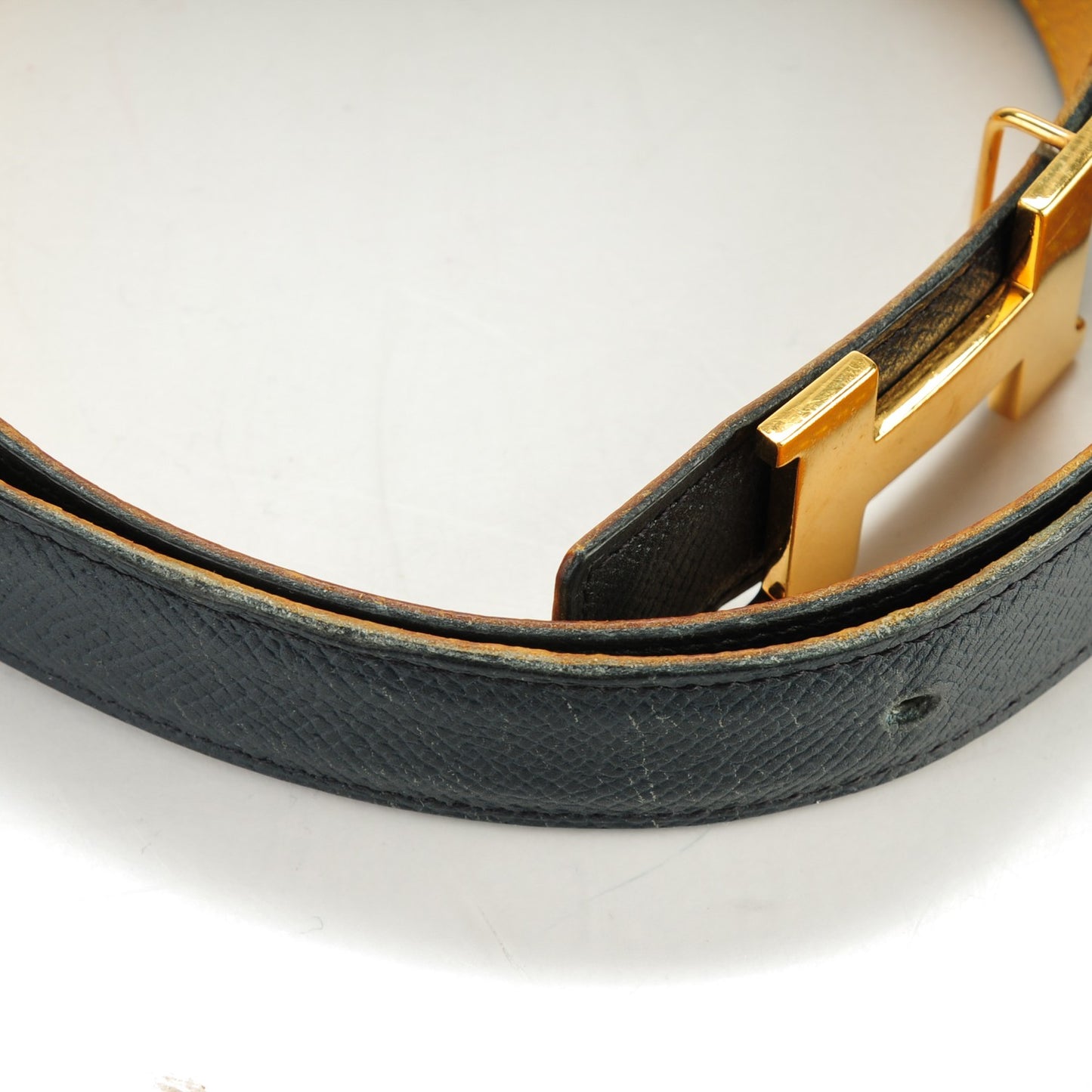 Courchevel 24mm Constance H Belt 90 Bleu Marine Jaune D'Or