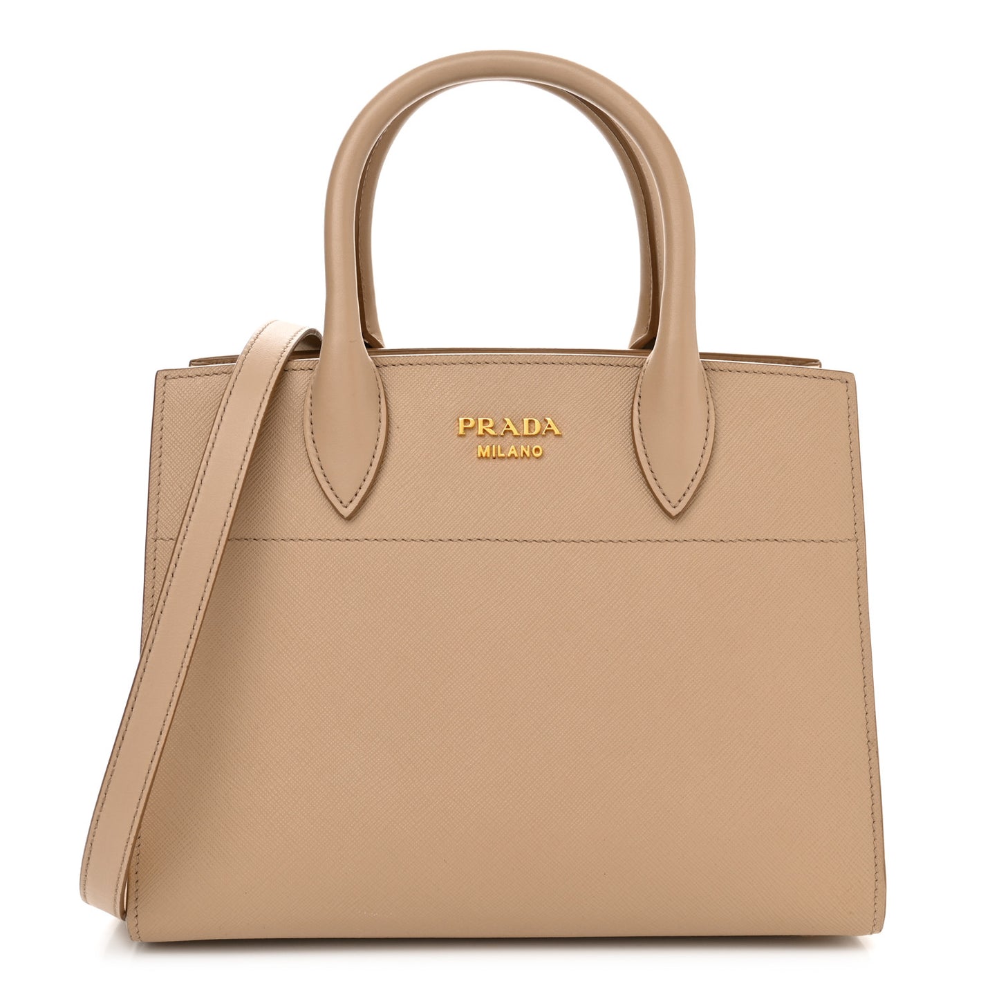 Saffiano City Calfskin Bibliothèque Top Handle Cammeo Talco