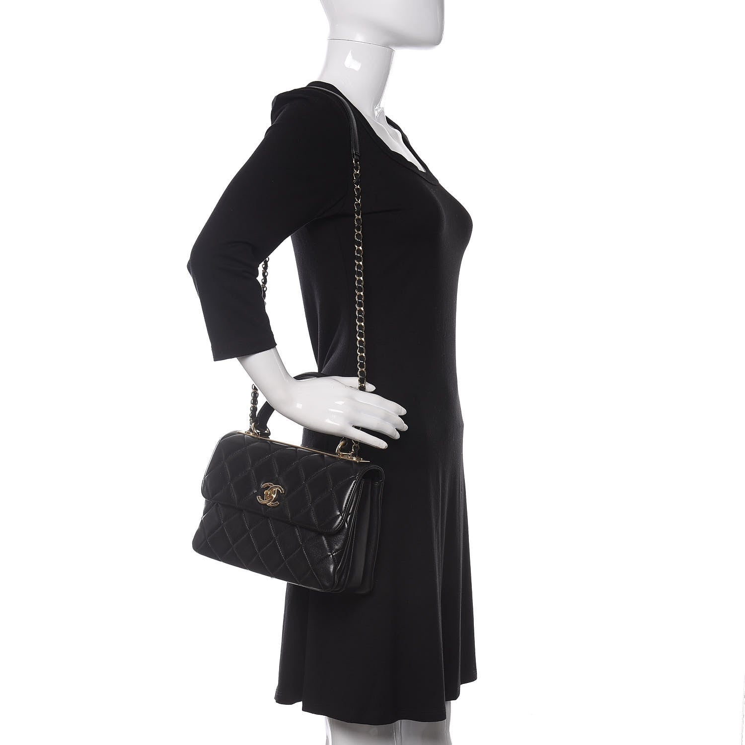 Chanel Lambskin Quilted Small Trendy CC Dual Handle Flap Bag Black 2 of 12