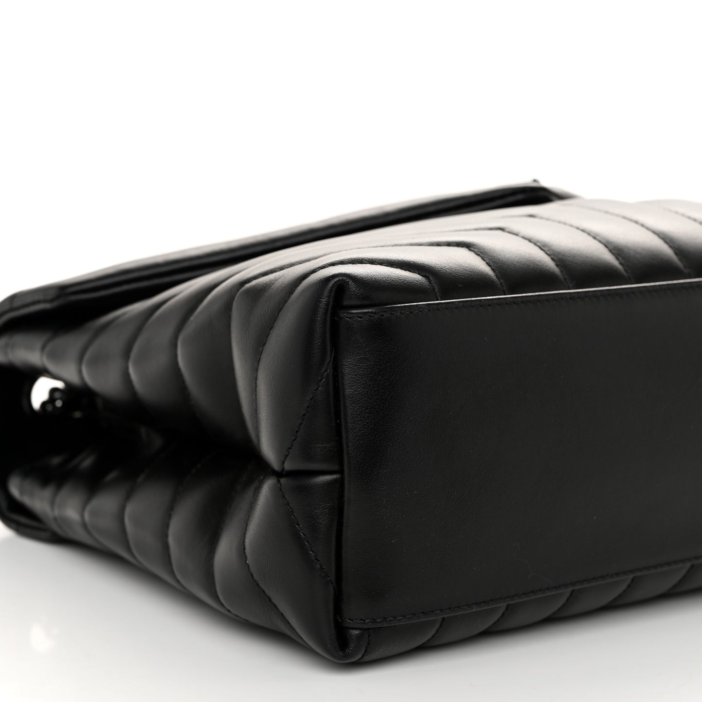 Calfskin Y Quilted Monogram Monochrome Medium Loulou Chain Satchel Black