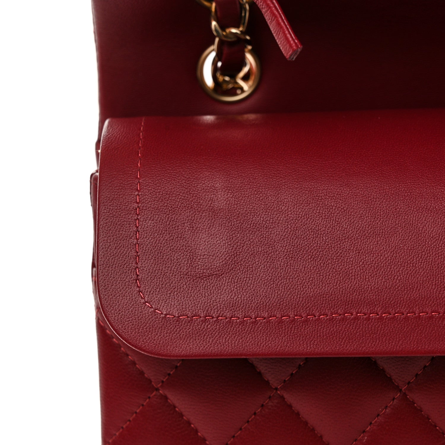 Chanel Lambskin Quilted Medium Double Flap Burgundy 13 of 15