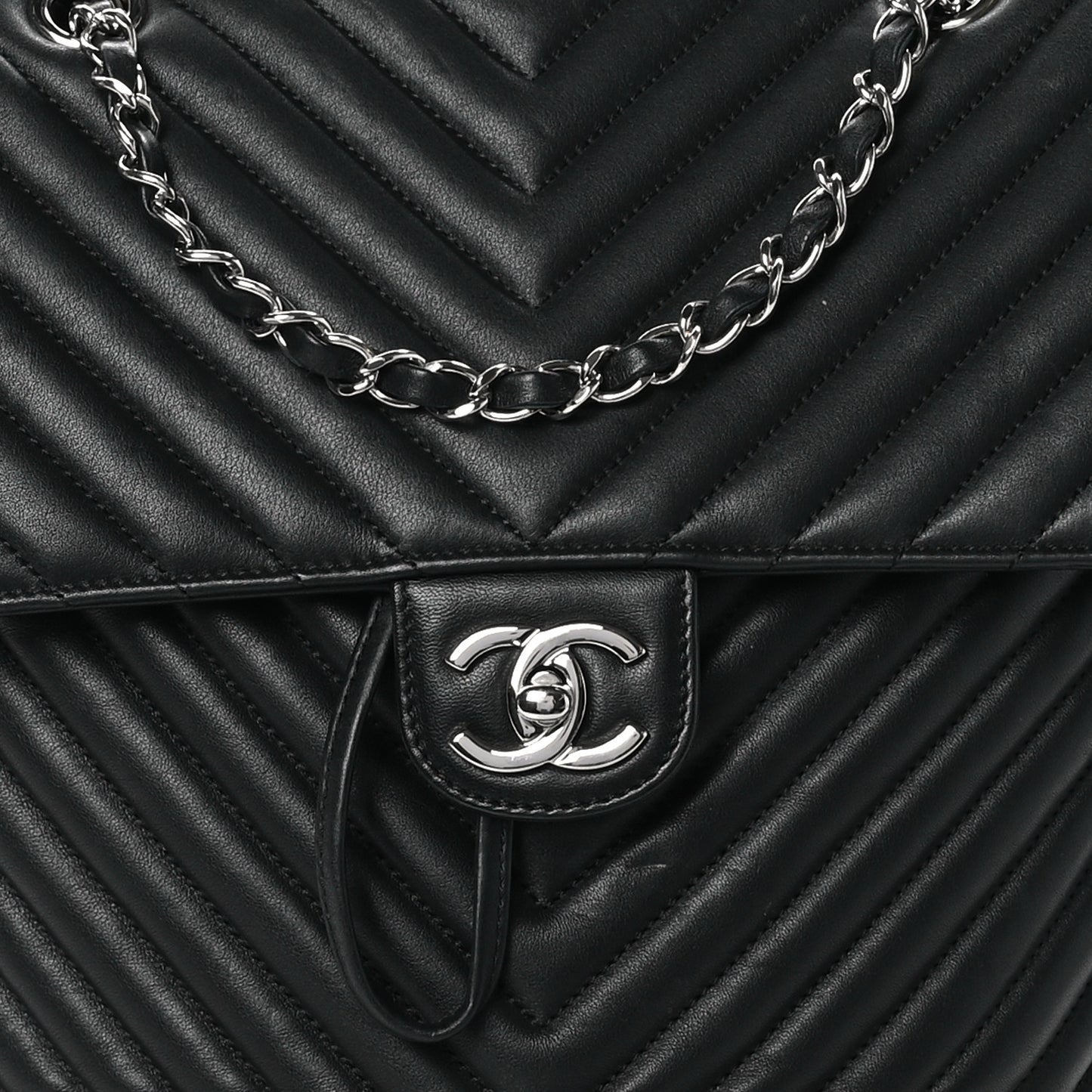 Calfskin Chevron Quilted Large Urban Spirit Backpack Black