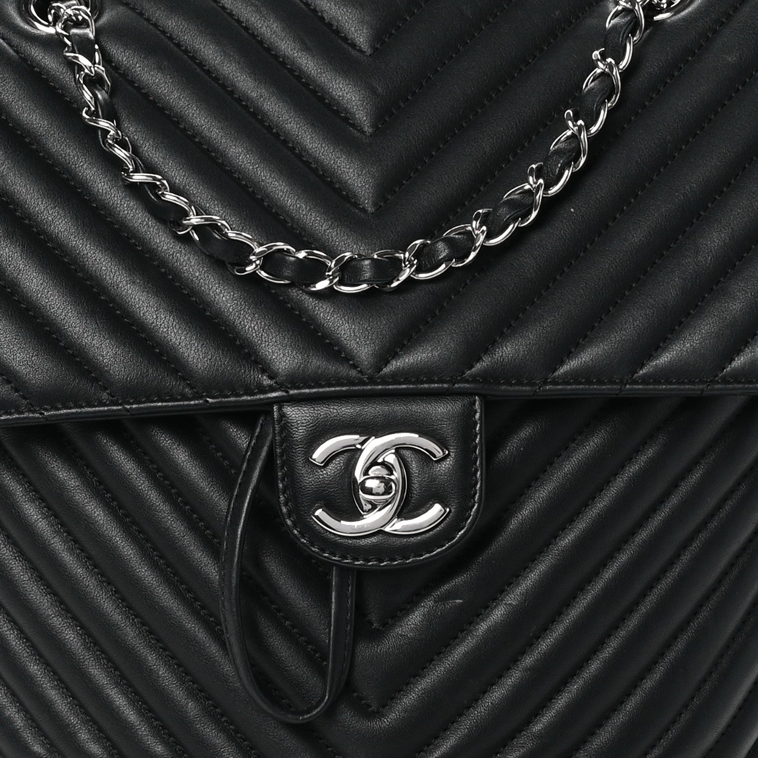 Chanel Calfskin Chevron Quilted Large Urban Spirit Backpack Black 8 of 10