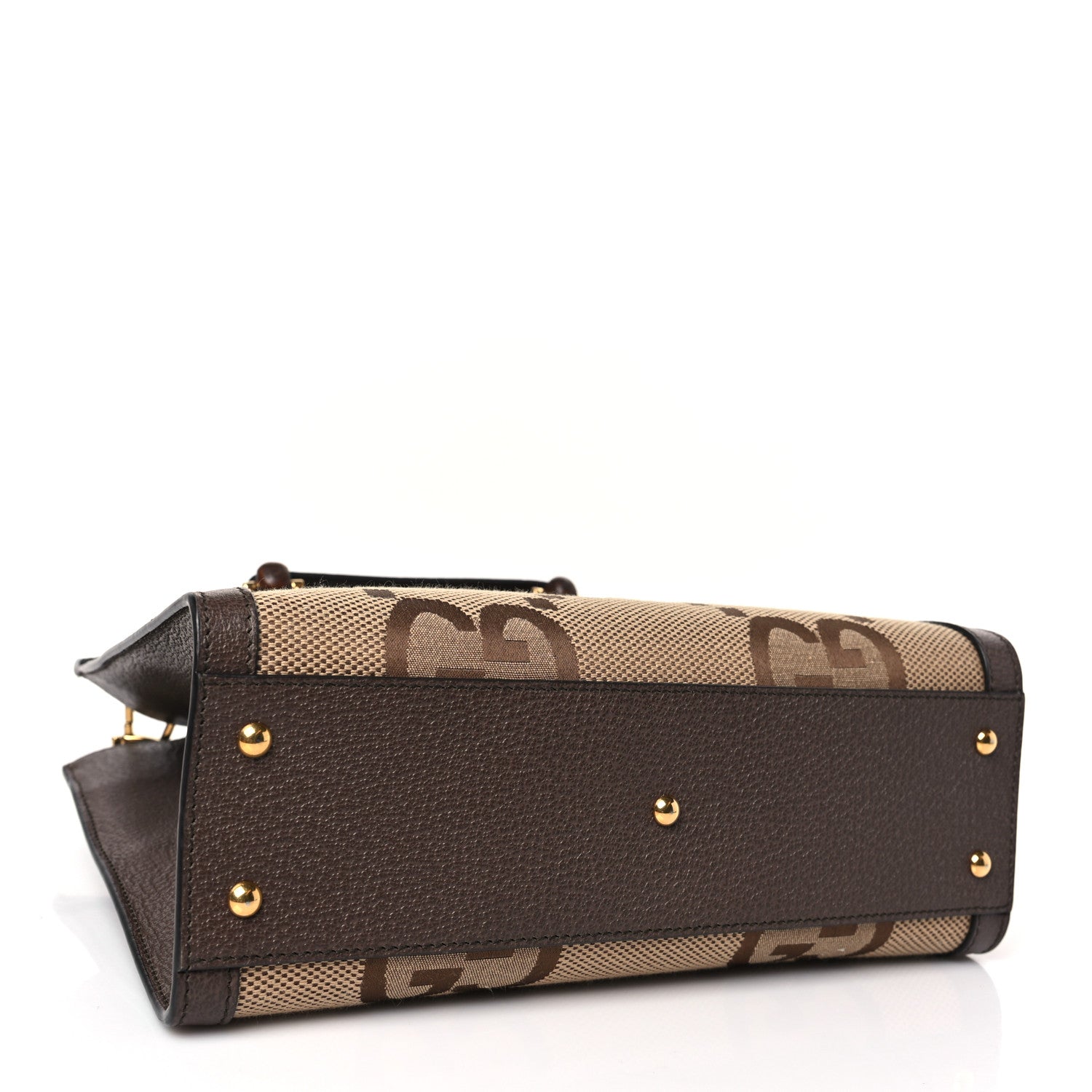 Gucci Monogram Jumbo GG Textured Dollar Calfskin Small Diana Tote Bag Camel Ebony New Acero 4 of 9