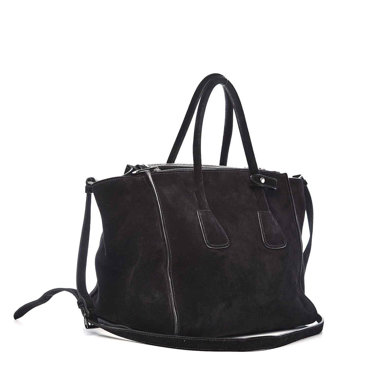 Suede Scamosciato Twin Pocket Tote Black