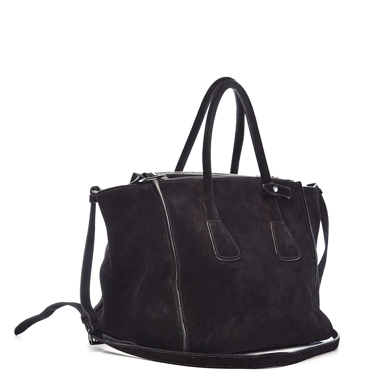 Prada Suede Scamosciato Twin Pocket Tote Black 3 of 12