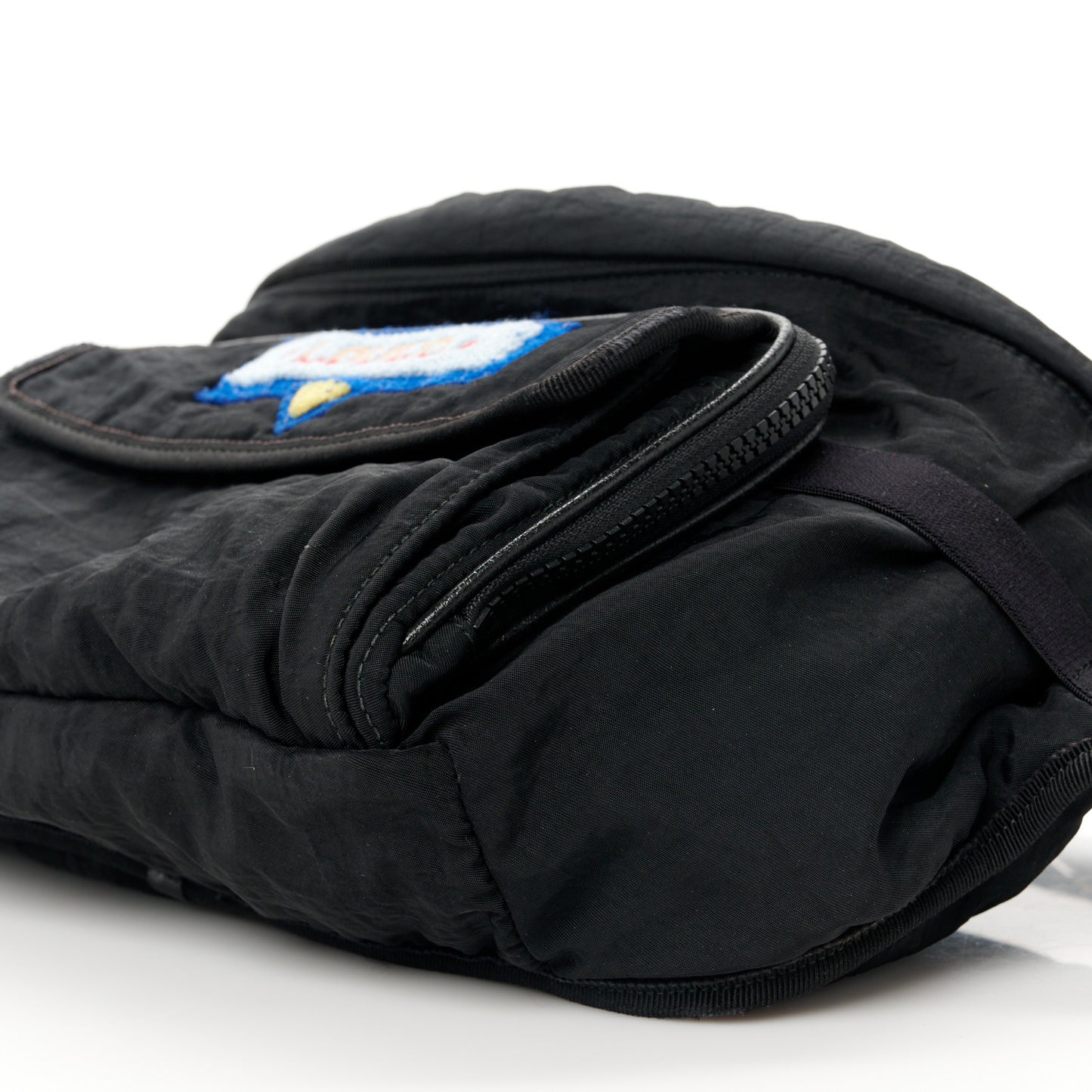 Nylon 80s Logo Patch Belt Bag Black