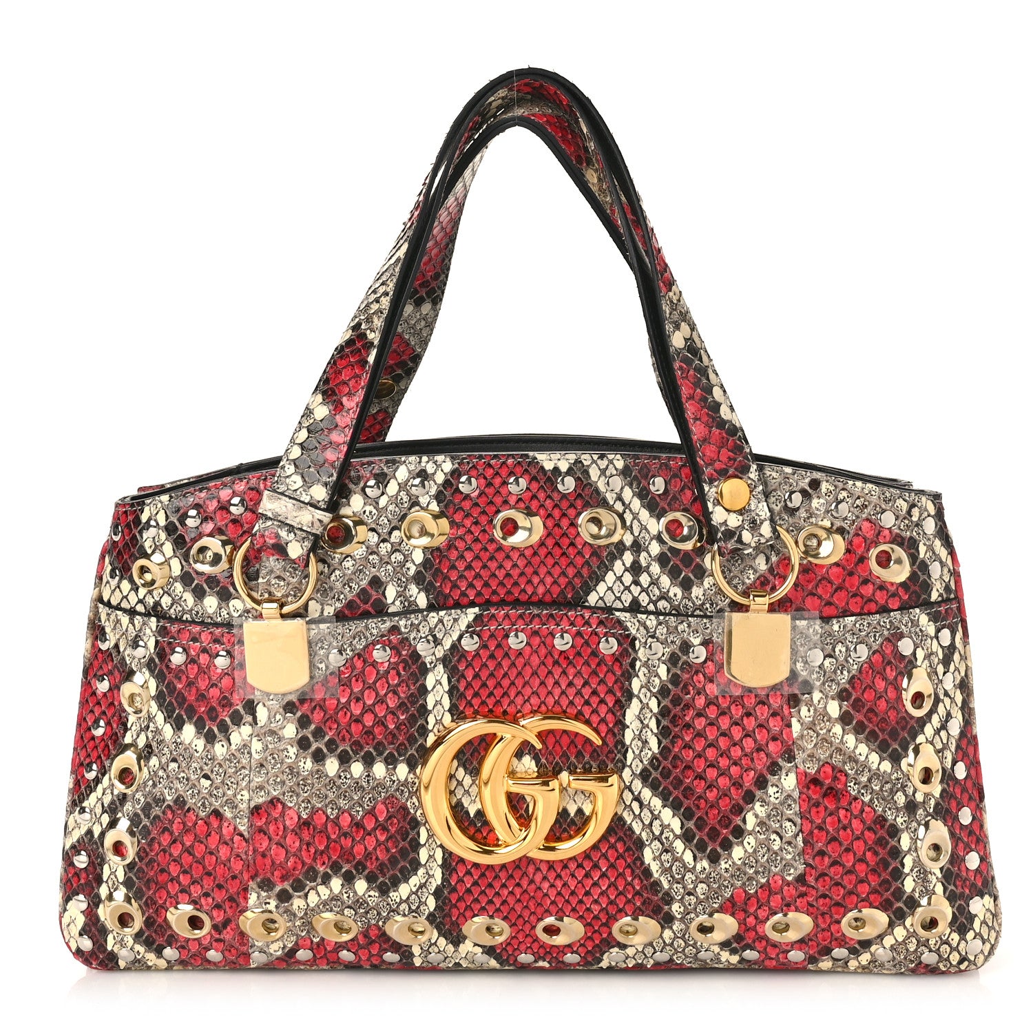 Gucci Snakeskin Large Arli Top Handle Bag Pink Beige 1 of 11