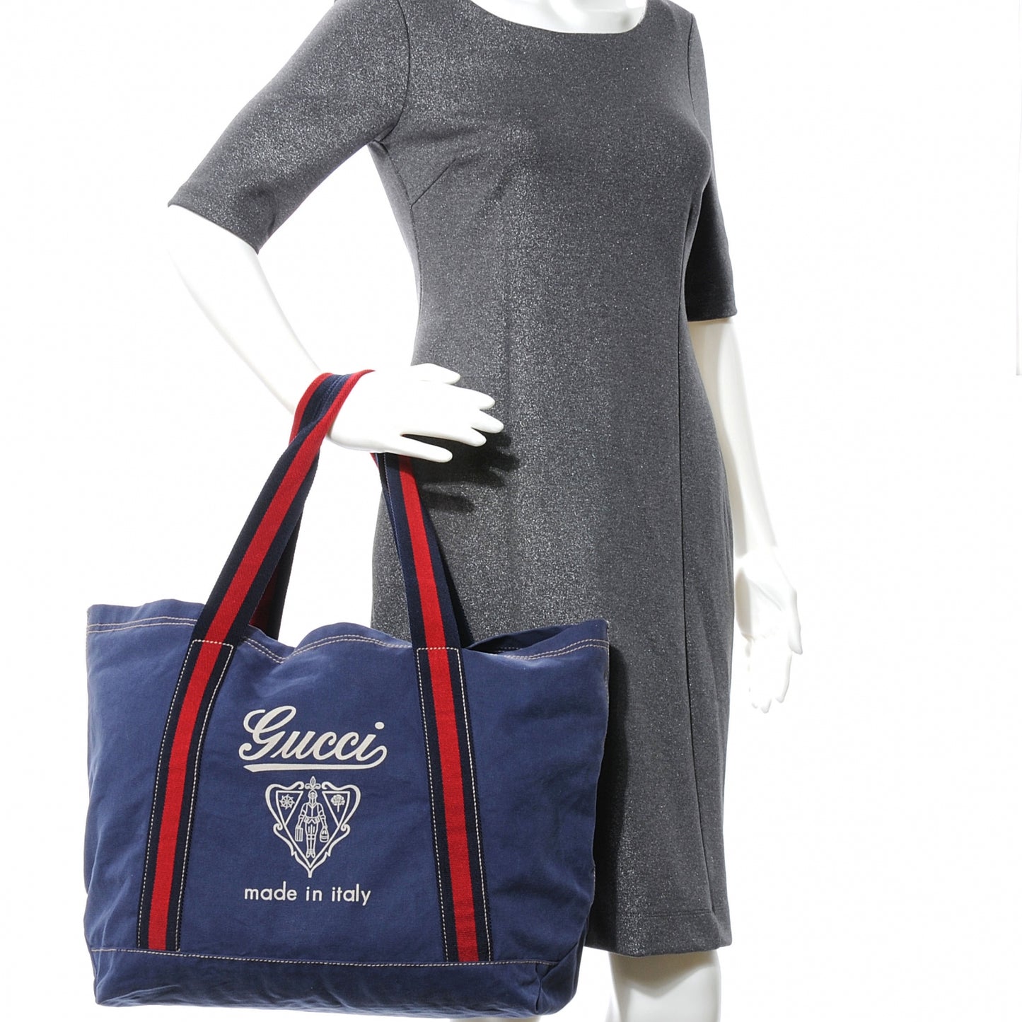 Canvas Web Signature Tote Blue