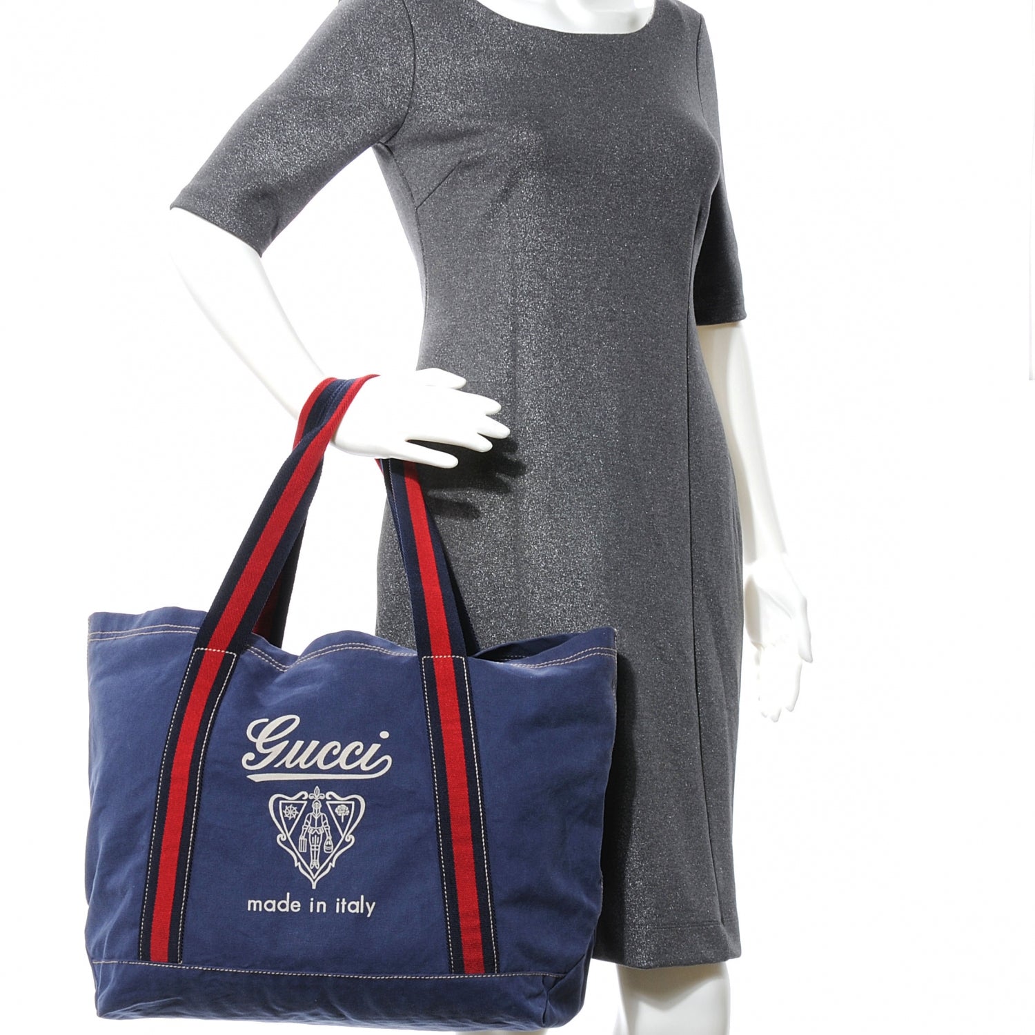 Gucci Canvas Web Signature Tote Blue 2 of 7