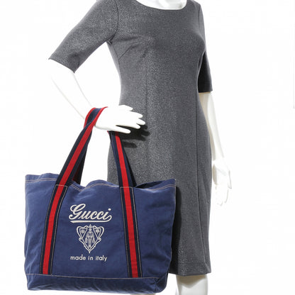 Gucci Canvas Web Signature Tote Blue 2 of 7