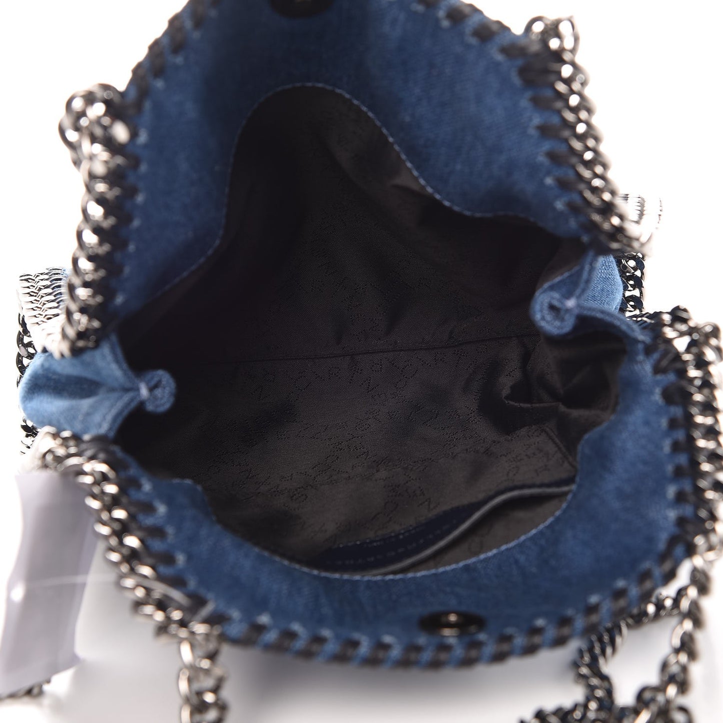 Eco Denim Embroidered Mini Falabella Tote Cerulean