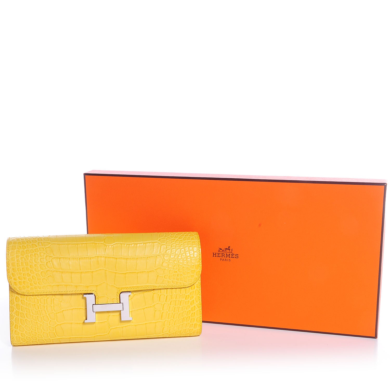 Hermes Matte Alligator Constance Wallet Mimosa 4 of 8