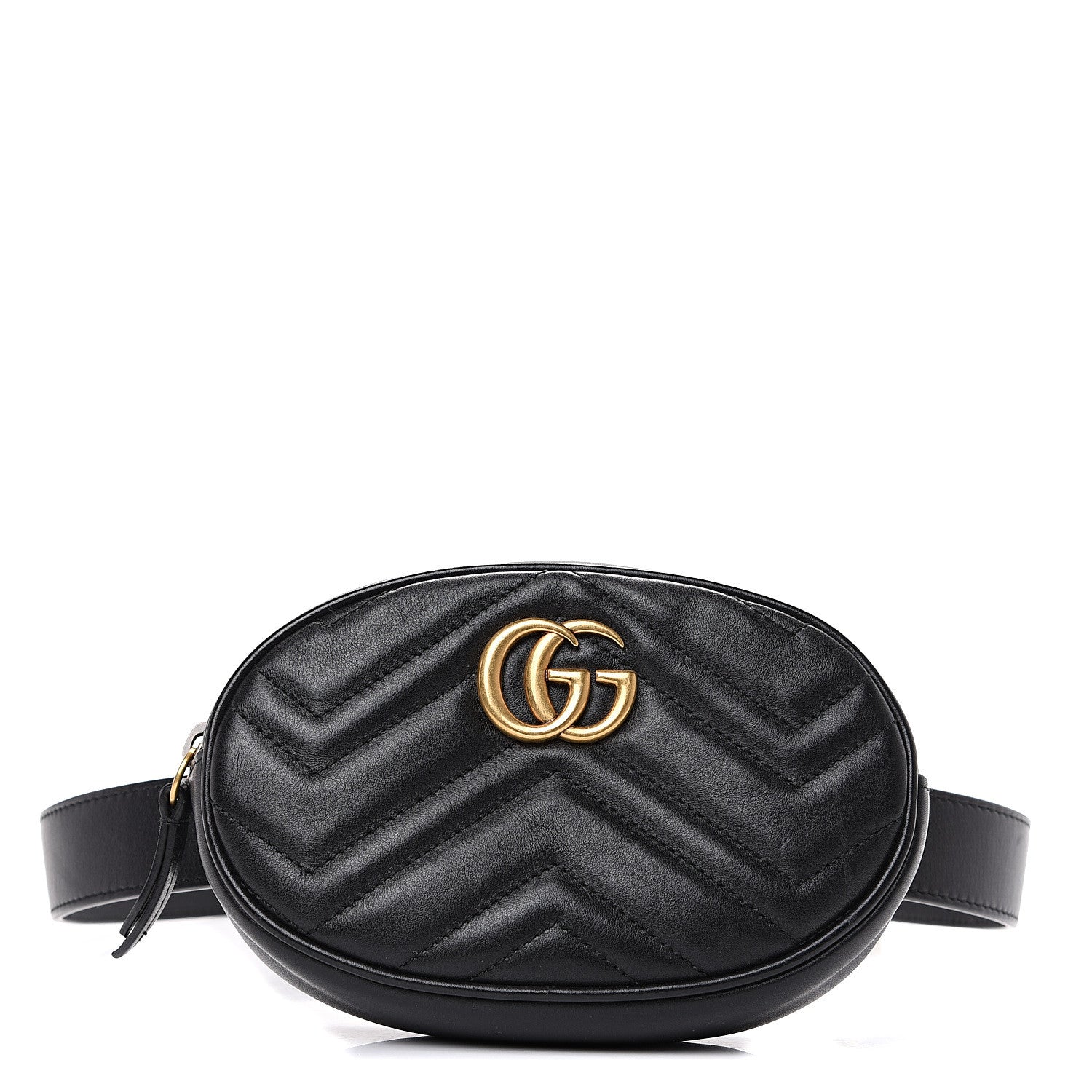 Gucci Calfskin Matelasse GG Marmont Belt Bag 95 38 Black 1 of 8