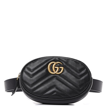 Gucci Calfskin Matelasse GG Marmont Belt Bag 95 38 Black 1 of 8