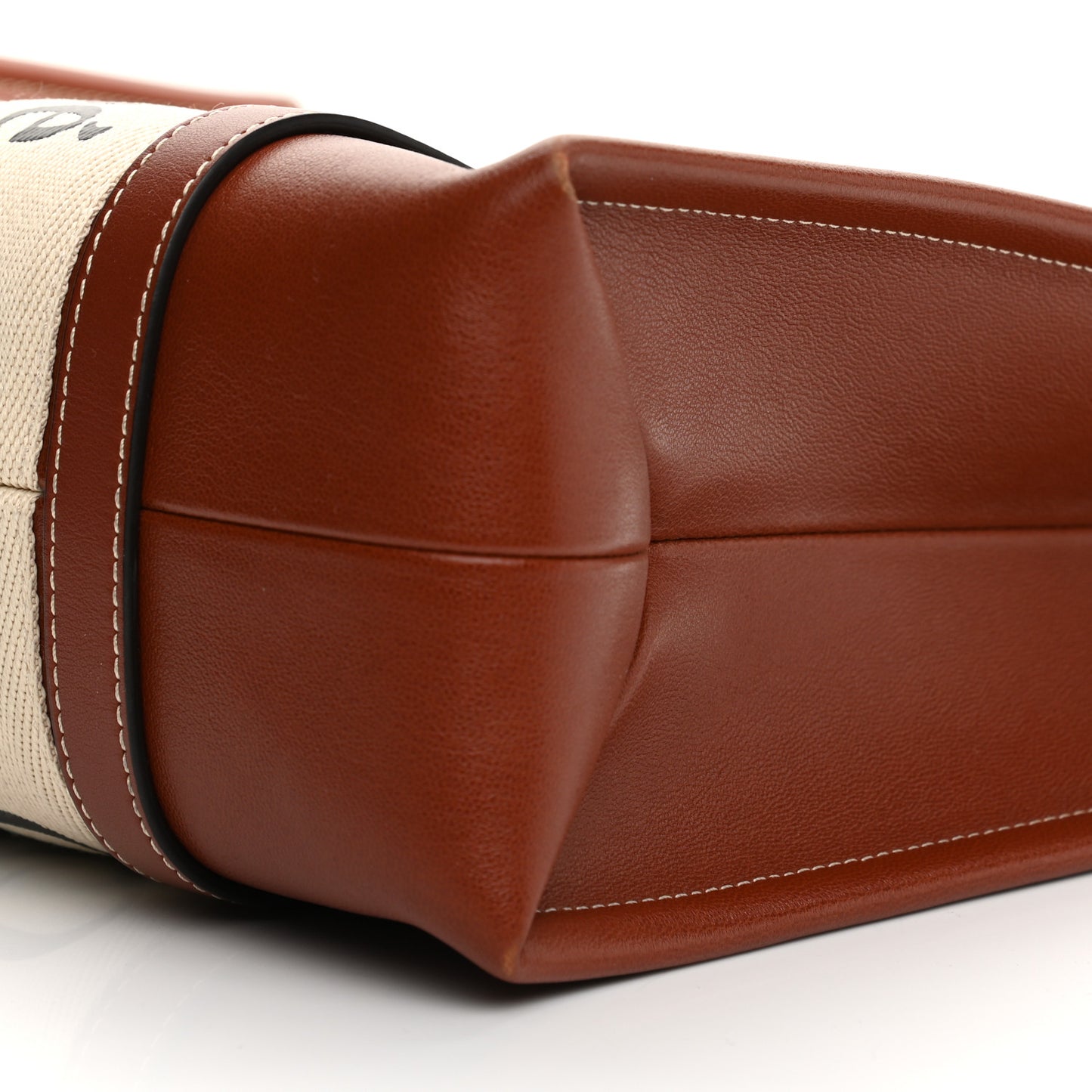 Calfskin Medium Woody Ribbon Tote Sepia Brown
