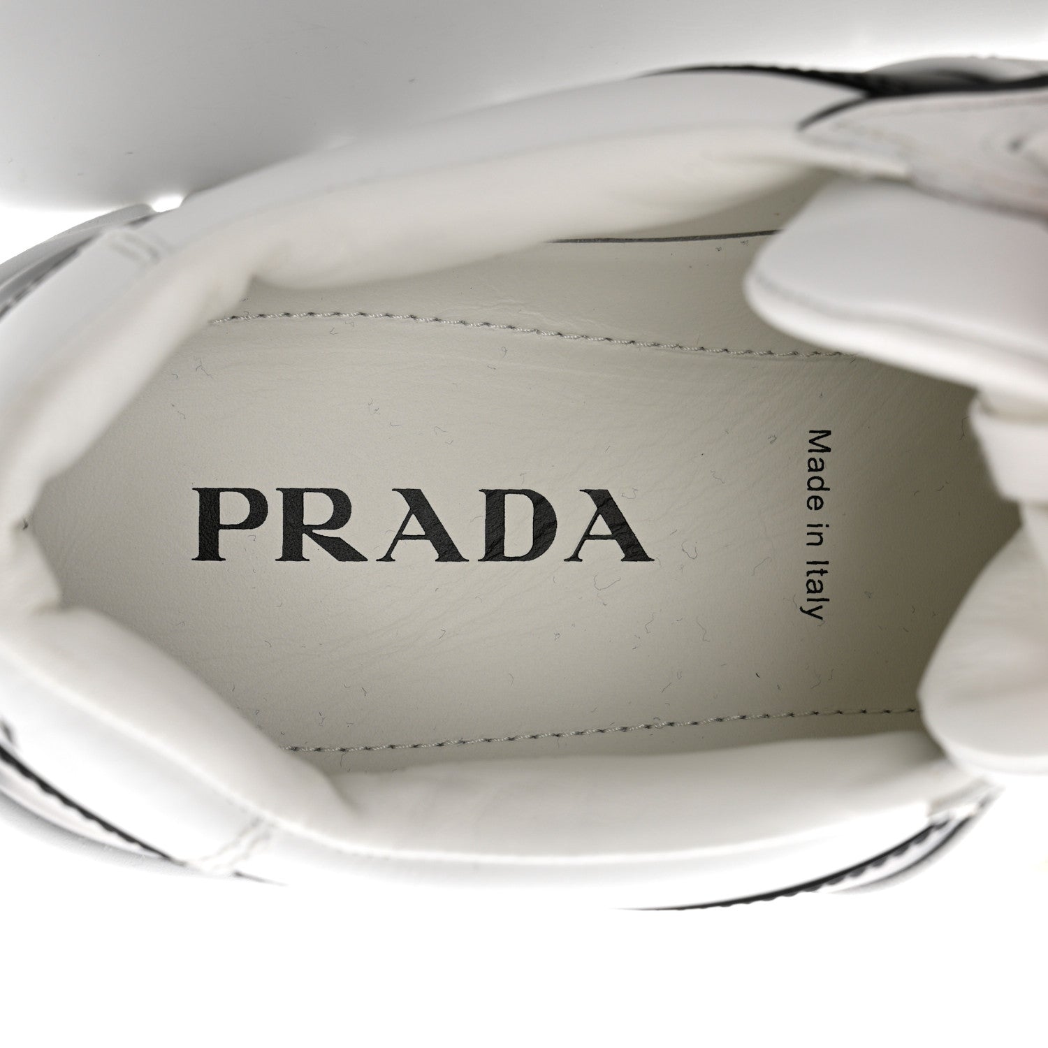 Prada Vitello Rois Metal Triangle Logo Mens Sneakers 10 White Black 7 of 9